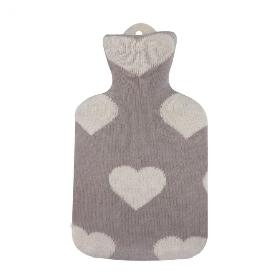 Sanger 0.8 liter hot water bottle with knitted cotton cover ace of hea