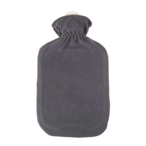 Sanger 2.0 liter hot water bottle with grey fleece cover-made in Germany