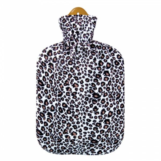 Sanger 2.0 liter hot water bottle with velvet-cover jungle design -Jaguar-made in Germany