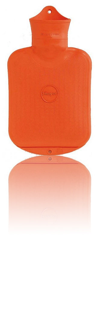 SANGER 0.8 Liter Rubber Hot Water Bottle - Made in Germany (Orange)