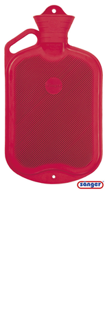 Sänger Rubber Hot Water Bottle - 2 Litres (Red w/ Handle, Single-side Ribbed)