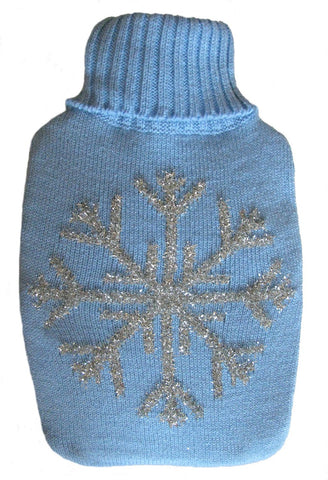 Warm Tradition Silver Snowflake Knit Hot Water Bottle Cover- COVER ONLY
