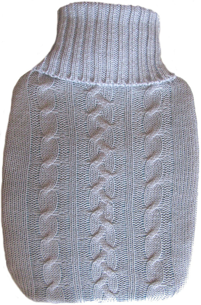 Warm Tradition Heather Gray Cable Knit Hot Water Bottle Cover- COVER ONLY