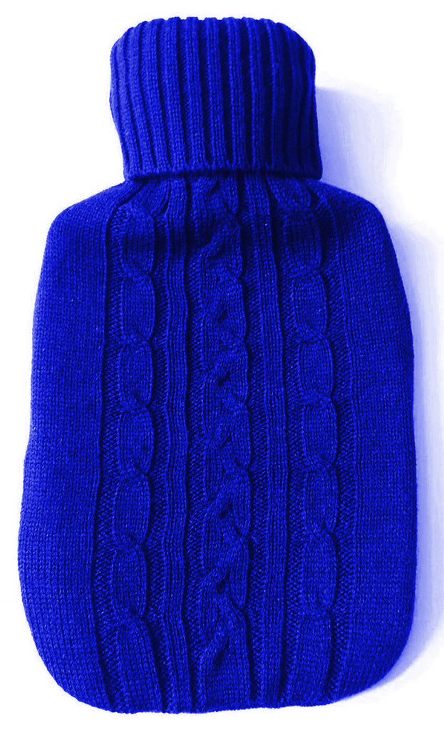 Warm Tradition Blue Cable Knit Hot Water Bottle Cover- COVER ONLY