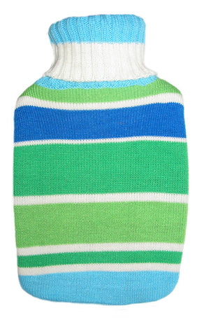 Warm Tradition Green & Blue Stripes Knit Hot Water Bottle Cover- COVER ONLY