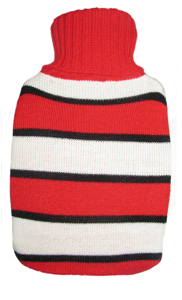 Warm Tradition Red & White Stripes Knit Hot Water Bottle Cover- COVER ONLY