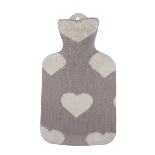 Sanger 0.8 liter hot water bottle with knitted cotton cover ace of hearts-made in Germany