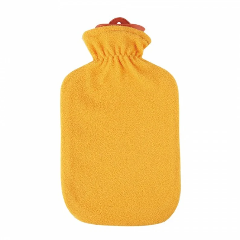 Sanger 2.0 liter hot water bottle with orange fleece cover-made in Germany