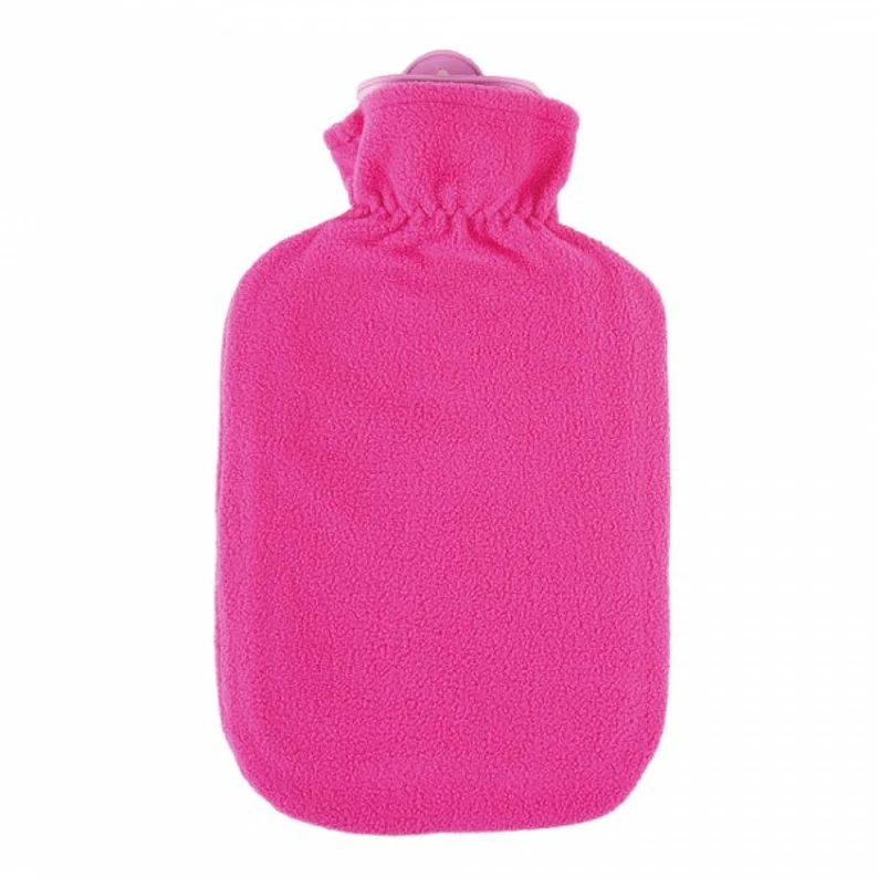 Sanger 2.0 liter hot water bottle with pink fleece cover-made in Germany