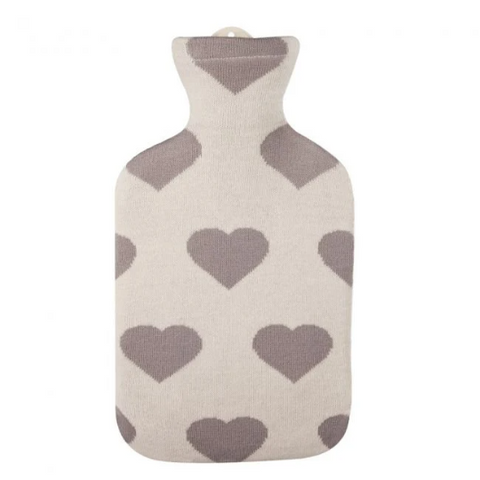 Sanger 2.0 liter hot water bottle with knitted cotton cover ace of hearts-made in Germany