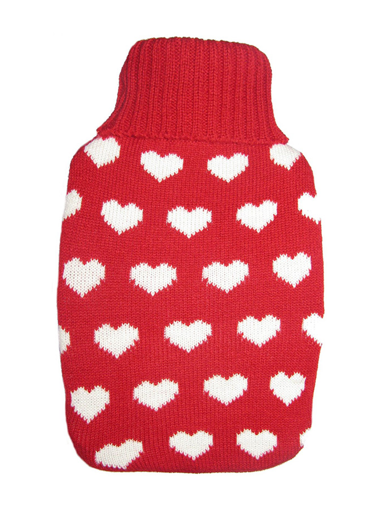 Warm Tradition Lots of Love Knit Covered Hot Water Bottle - Bottle made in Germany