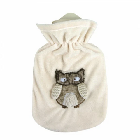 Sanger 0.8 liter hot water bottle with flappy owl cover-made in Germany